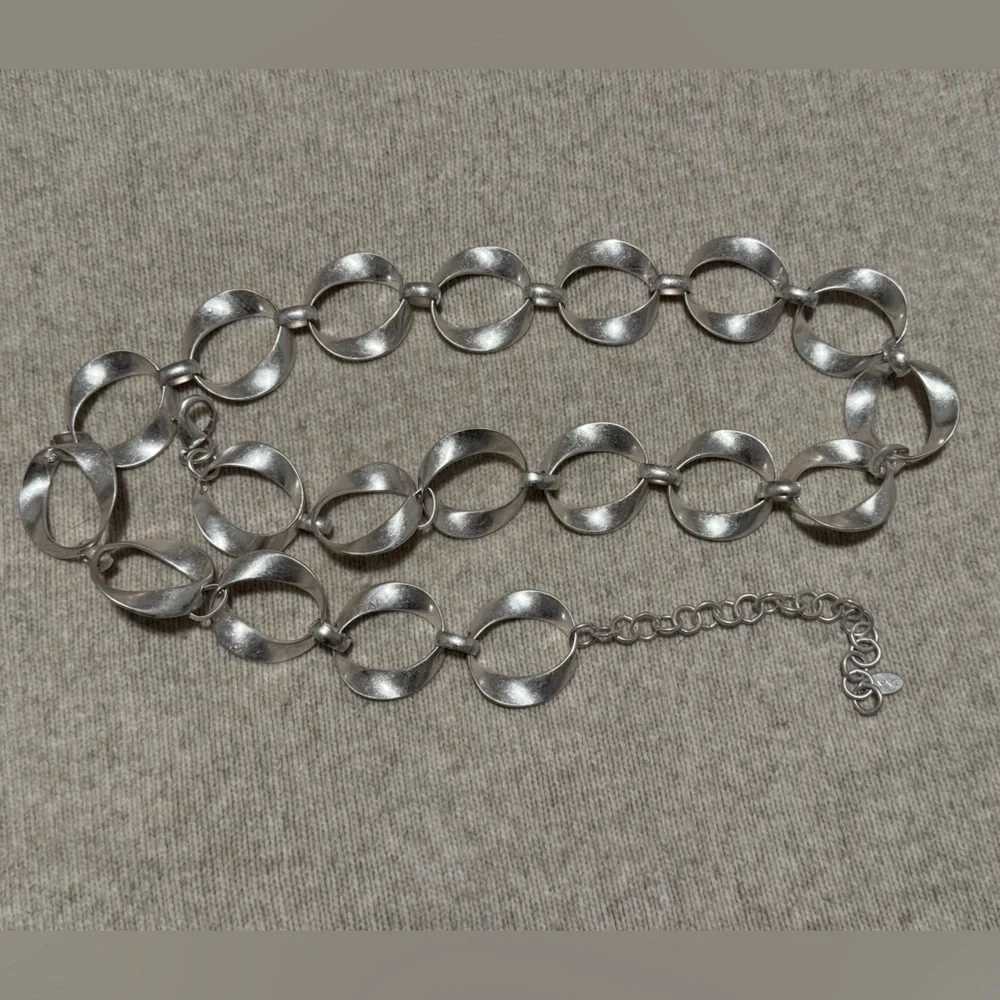 Mango Silver-Tone Linked Circle Statement Necklace - Women Jewelry